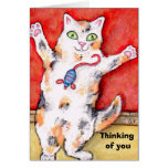 Pensée à vous carte de voeux de chat