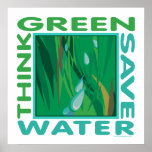 Pensez vert, l'eau d'économies posters