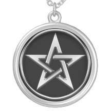 Pentagone étoilé argenté 2 pendentifs
