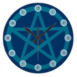 Pentagramme bleu horloge murale