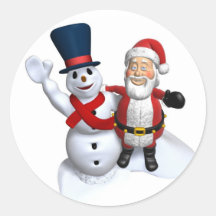 Père Noël, bonhomme de neige, autocollant de Noël