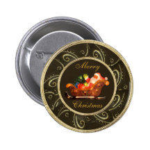 Père Noël chic dans Sleigh avec le bouton de lumiè Pin's Avec Agrafe