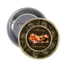Père Noël chic et renne avec le bouton de lumières Badge Avec Épingle