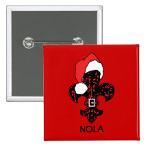 Père Noël Fleur de lis (rouge) Pin's Avec Agrafe