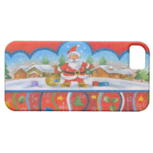 Père Noël livre des cadeaux au village Coque iPhone 5 Case-Mate