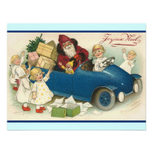 Père Noël montant dans une voiture - Joyeaux Noel Invitation Personnalisable