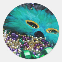 Perles de mardi gras et autocollants verts de masq