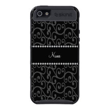 Personalized custom name black swirls covers for iPhone 5