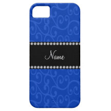 Personalized name blue swirls iPhone 5 cases