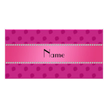 Personalized name pink strawberries pattern personalized photo card