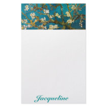 Personnalisez l'art d'arbre d'amande de Van Gogh Papier À Lettre Personnalisé