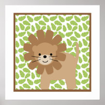 Petit art de mur de crèche de lion de safari doux affiche