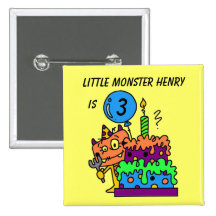 Petit bouton customisé d'anniversaire de monstre badges avec agrafe