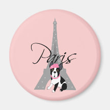 Petit chien à Paris de le Aimants Pour Réfrigérateur