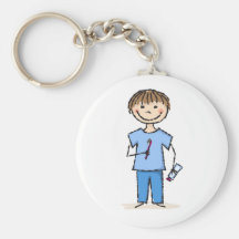 Petit chiffre mignon garçon de bâton avec la bross porte-clefs