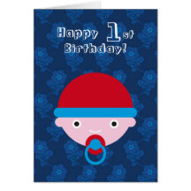Petit enfant en bas âge mignon, joyeux anniversair carte de vœux