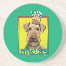 Petit gâteau Airedale d'anniversaire Dessous De Verres