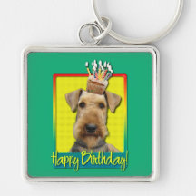 Petit gâteau Airedale d'anniversaire Porte-clé
