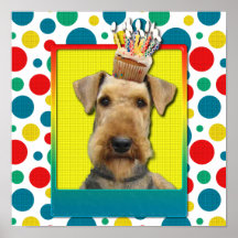 Petit gâteau d'anniversaire - Airedale Affiche