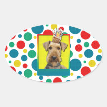 Petit gâteau d'anniversaire - Airedale Autocollants