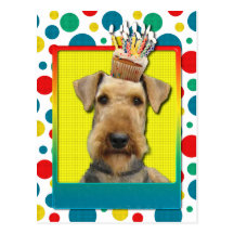 Petit gâteau d'anniversaire - Airedale Carte Postale
