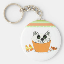Petit gâteau de chat de Halloween Porte-clefs