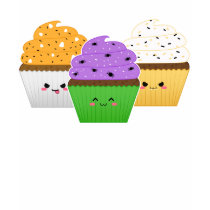 petit gâteau de Halloween du kawaii 3 sur le noir T-shirts