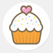 petit gâteau de vanille autocollant rond