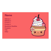Petit gâteau de vanille de cerise carte de visite