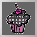 petit gâteau d'os croisés de crâne de goth poster