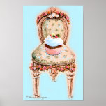 Petit gâteau et affiche victorienne de chaise