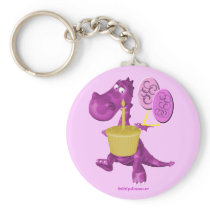 Petit gâteau et ballons pourpres Keychain de drago