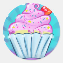 Petit gâteau givré autocollant rond