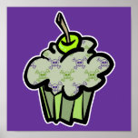 petit gâteau punk vert d'os croisés de crâne affiches
