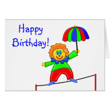 Petite carte de voeux de clown heureux