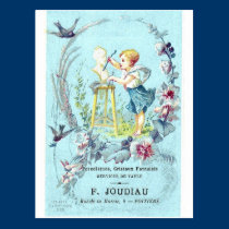 Petite carte postale française de fille d'artiste cartes postales
