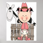 Petite copie mignonne d'art d'affiche de cow-girl 