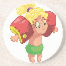 Petite fille en mer dessous de verres
