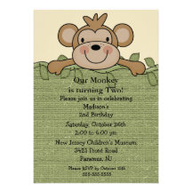 Petite invitation d'anniversaire de enfant de sing