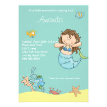Petite invitation d'anniversaire de sirène