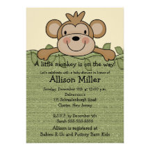 Petite invitation de baby shower de singe