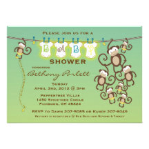 Petite invitation de baby shower de singe