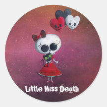 Petite Mlle Death Valentine Autocollant Rond