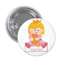 Petite princesse avec le chat, cheveux blonds pin's avec agrafe