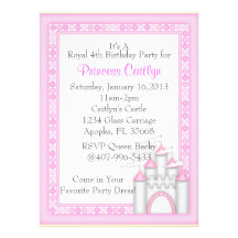 Petite princesse Castle Cartons D'invitation