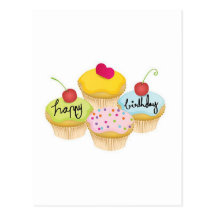 Petits gâteaux de joyeux anniversaire cartes postales