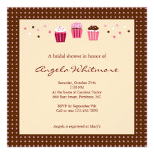 Petits gâteaux en rose, Brown et crème Invitations Personnalisables