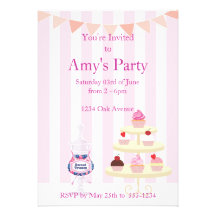 Petits gâteaux et invitation Girly d'anniversaire 