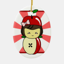 Peu de fille de Kawaii Apple avec des graines Ornement