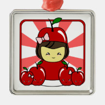 Peu de fille de Kawaii Apple avec des pommes Décorations De Noël